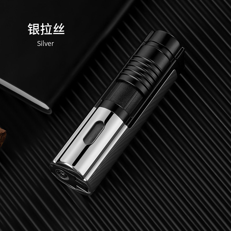 充气直冲雪茄打火机三直冲大火力小喷枪焊枪可视气窗雪茄刀跨境