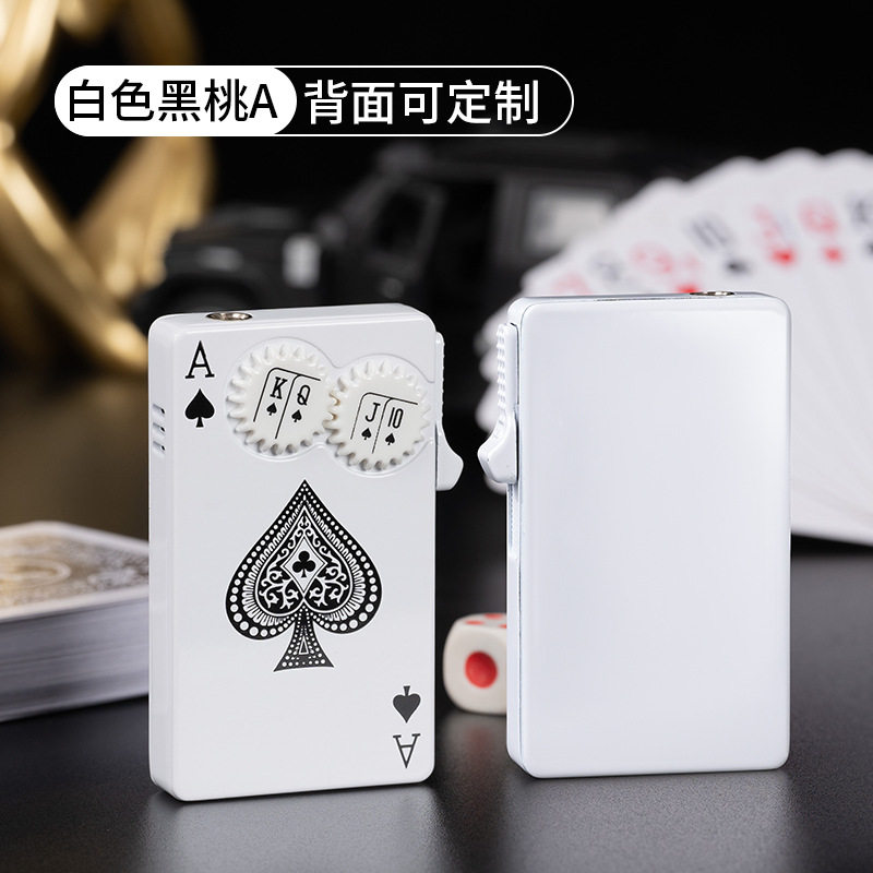 WD880齿轮转动扑克造型创意个性直冲打火机礼品充气打火机