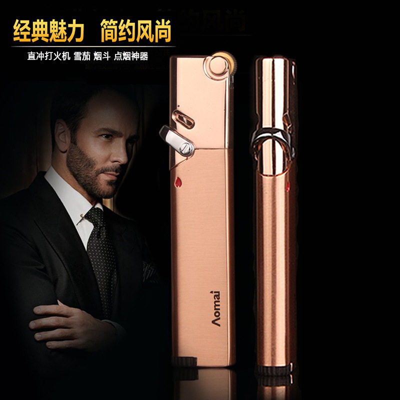 精创意超薄长条砂轮直冲打火机