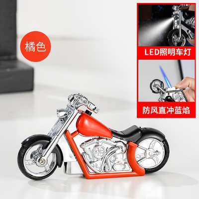 新奇特创意摩托车造型打火机玩具火机带有led照明灯直冲气体