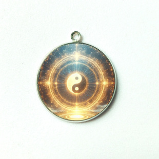 双面】新款圆形太极补财佩饰吊坠随身饰品配件合金祝福年头发到年