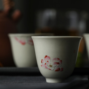 景德镇高档陶瓷茶具纯手绘粉彩牡丹珐琅彩工艺功夫茶杯闻香识女人