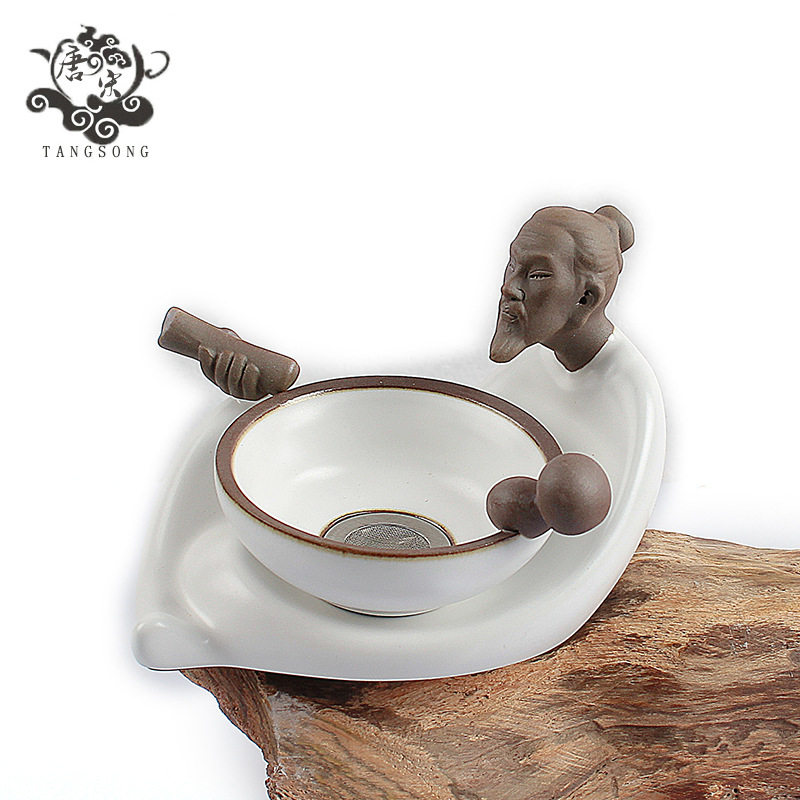 茶宠紫砂茶圣茶漏过滤创意人物茶具汝窑哥窑