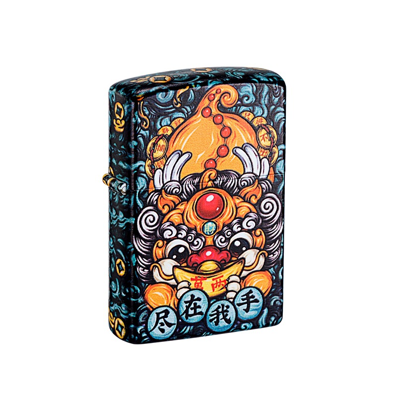 CF1281C纳财貔貅图案彩印系列纯铜壳煤油打火机首领