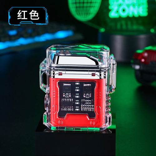 TH616透明壳防水电子脉冲打火机电量显示户外照明打火机