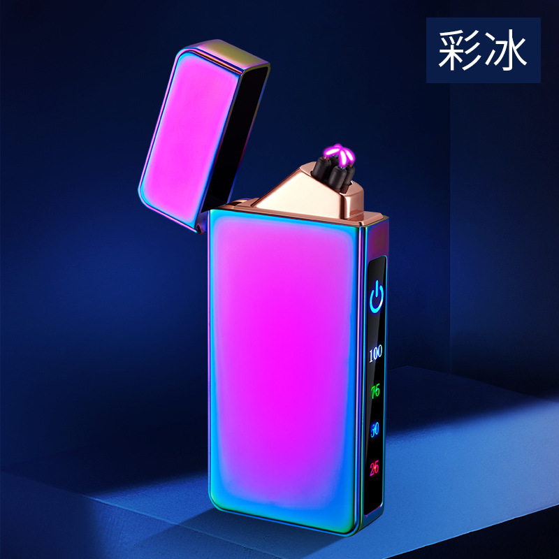 工厂直供电量显示脉冲交叉双电弧点烟器触摸感应电子打火机跨境