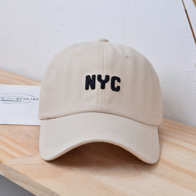 韩版nyc字母棒球帽女夏天薄款百搭遮阳防晒弯檐鸭舌帽子男大头围
