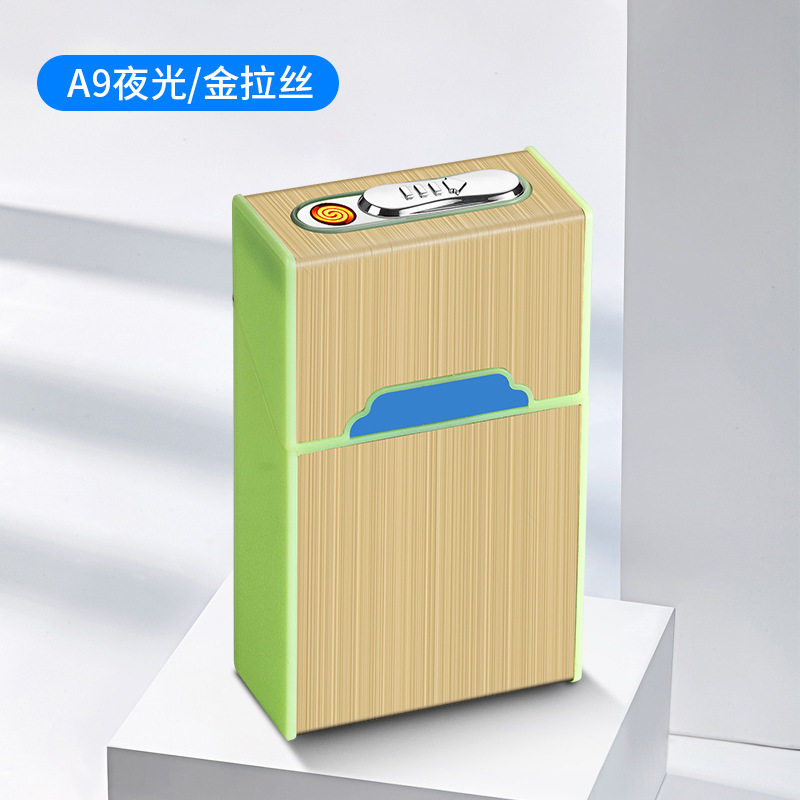 可以激光广告一体式打火机USB充电烟盒A9-A2粗烟夜光烟盒