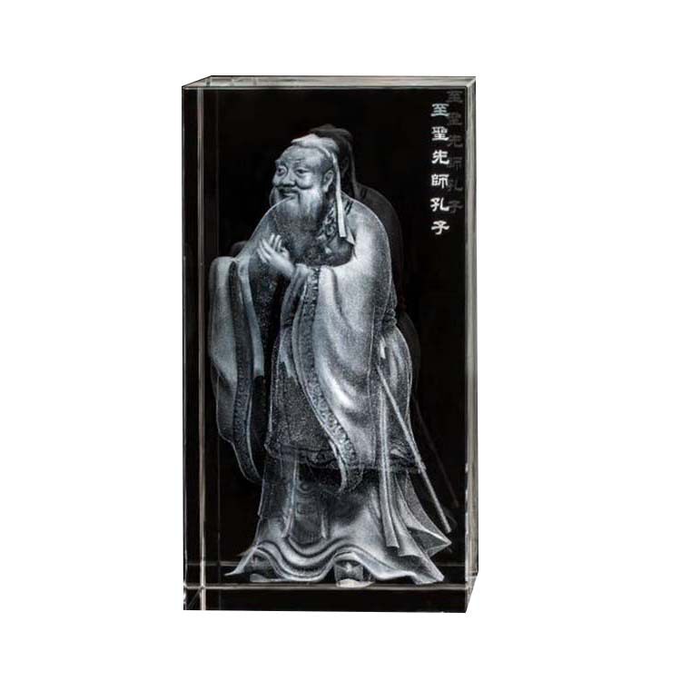 水晶镇纸镇尺3D激光内雕人像教师节礼物孔子纪念品摆件雅致