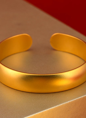 黄金色沙金古法开口宽手镯传承工艺国潮新中式饰品送妈妈礼物