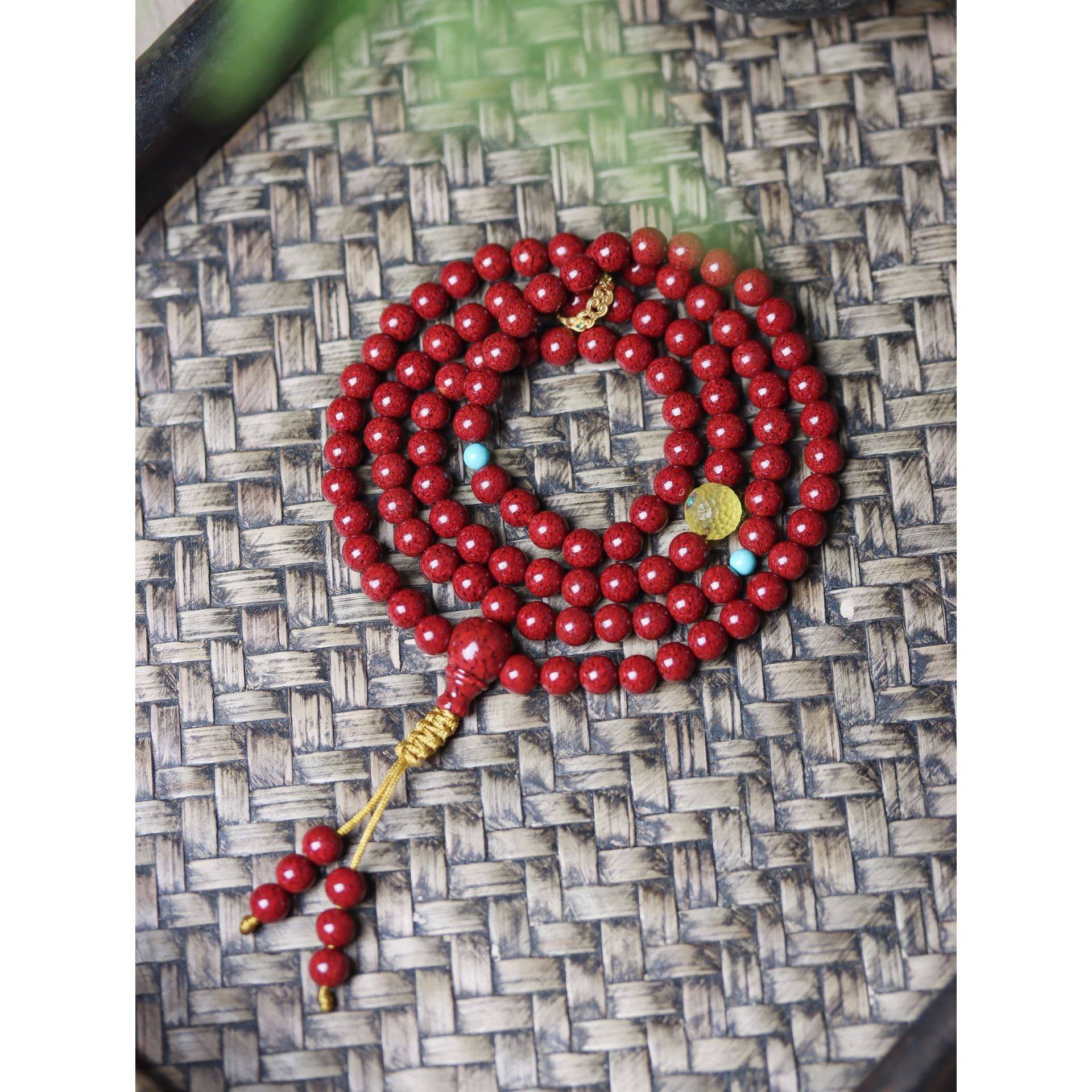 正宗原矿石朱砂紫金砂手串男绿松石手链女佛念珠文玩情侣送礼高级