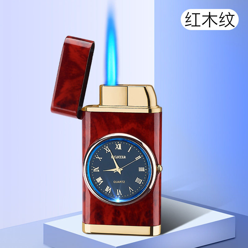 打火机直冲充气防风创意电子手表打火机烟具HF602平头手表