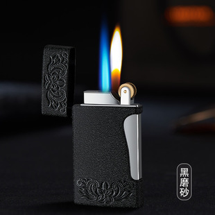 直冲蓝色火焰防风打火机砂轮点火侧压明火转换成直冲火焰创意定制
