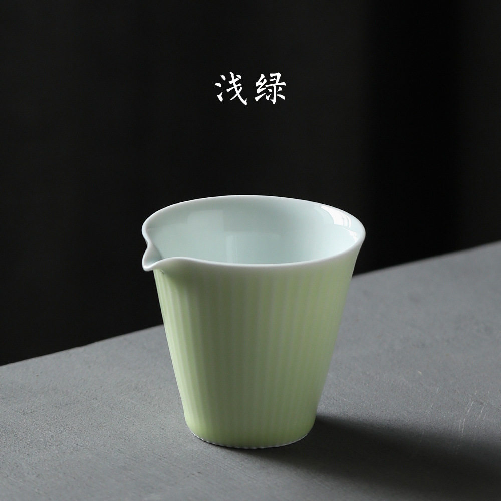 景德镇手工陶瓷公道杯玉质釉竖纹功夫匀杯窑变仿古茶具分茶器颜色