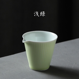 景德镇手工陶瓷公道杯玉质釉竖纹功夫匀杯窑变仿古茶具分茶器颜色