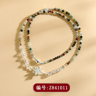 天然水草玛瑙双圈手链精致时尚女士款原创新爆款手串饰品礼物