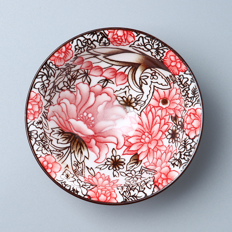 彩色青花瓷斗笠杯茶碗手绘青花功夫茶具主人杯茶盏单杯品茗杯批