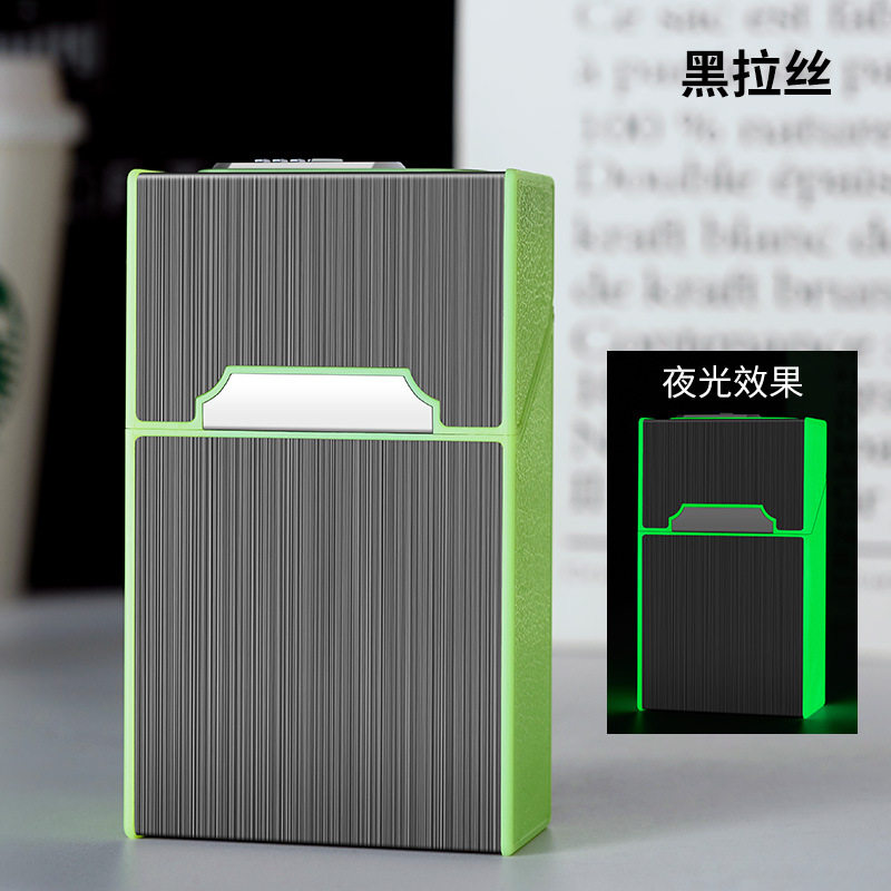烟火一体夜光烟盒二十只整包装烟盒男士usb充电火机烟盒跨境品