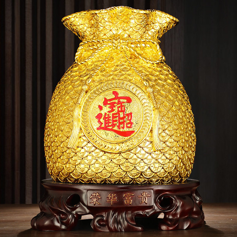 金钱袋存钱罐储蓄罐儿童大人聚宝盆树脂工艺品办公室桌面摆设送礼