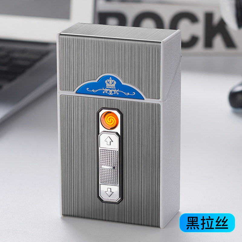 A16粗支USB充电烟盒点烟器20支装一体式打火机烟盒