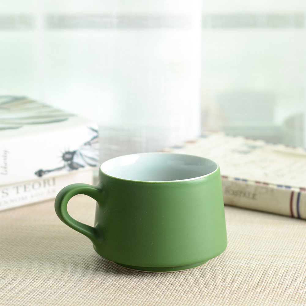 景德镇日式手工茶杯陶瓷竹青色复古咖啡杯陶瓷奶茶简约个性杯子