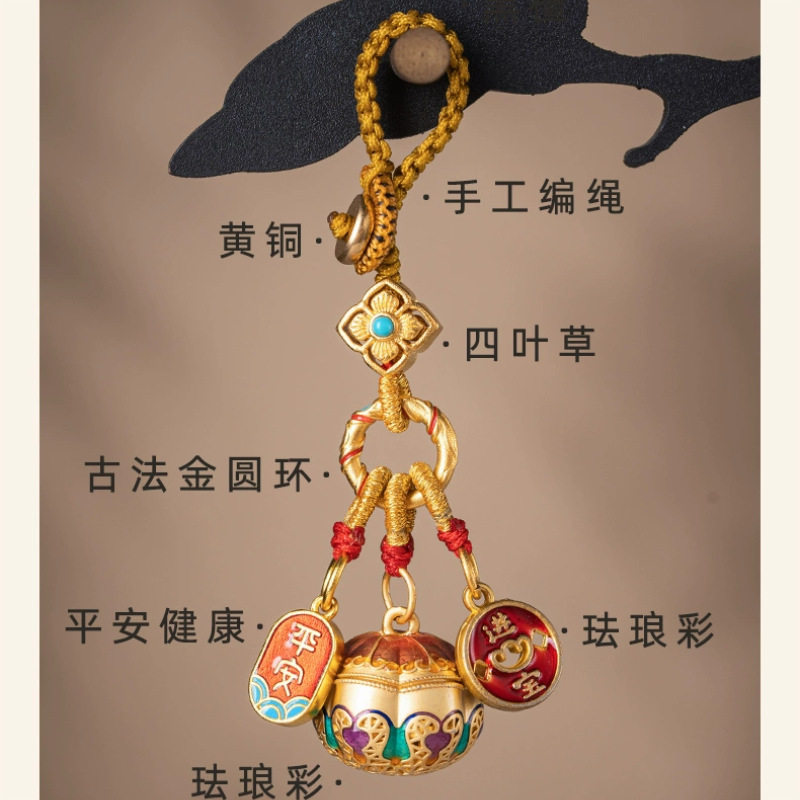 小南瓜镂空香囊吊坠汽车钥匙扣珐琅彩古法金嘎乌盒好运挂件女挂饰