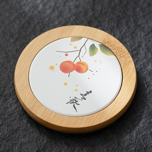 手绘梅兰竹菊陶瓷茶杯杯花型杯托功夫茶具铁锈釉隔热茶道配件