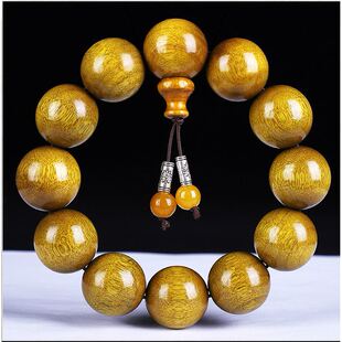 上色上漆木108佛珠手串男女款小叶桢楠念珠情侣手链文玩金丝楠