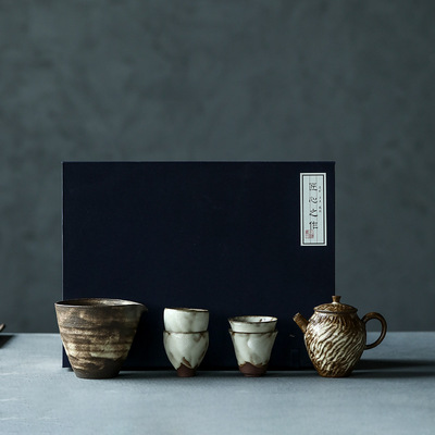 晴先生妙峰手作陶瓷作品引白手绘纹理壶侘寂风茶器可养开片套装