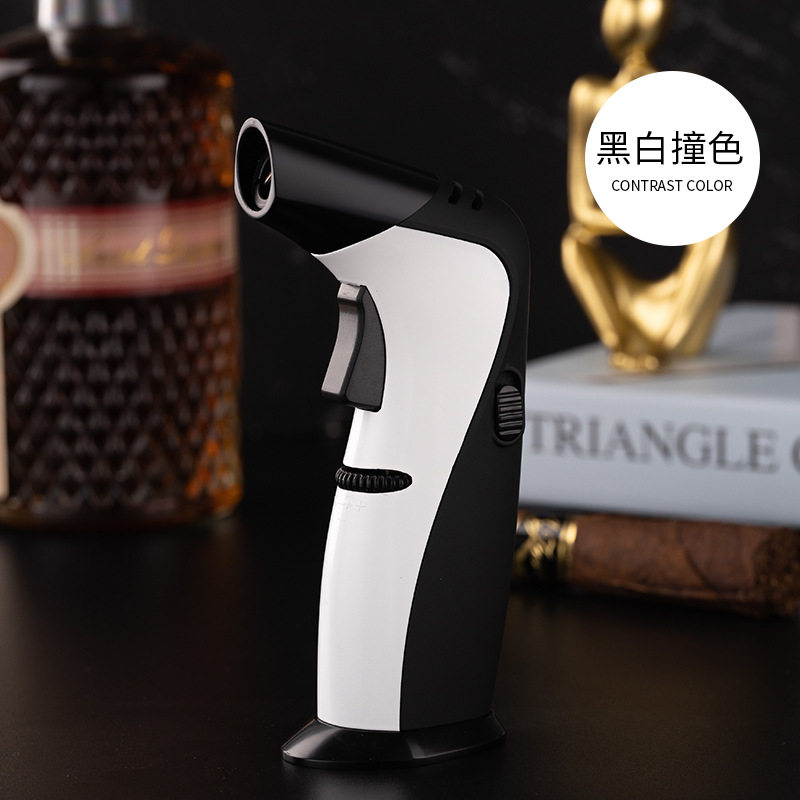 企鹅造型台式直冲打火机防风雪茄专用便携户外厨房烧烤喷火枪