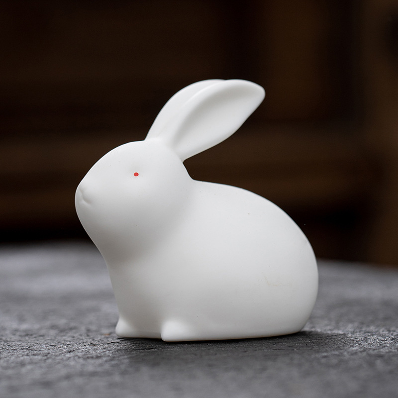 可爱小兔子摆件迷你陶瓷造景花盆微景观动物情侣送礼家居装饰品