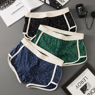 秋冬宽松透气青少年男生圆点印花平角短裤 男纯棉四角裤 头 内裤 男士