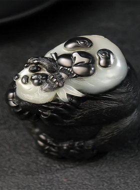 熊猫和田玉籽料青花和田玉