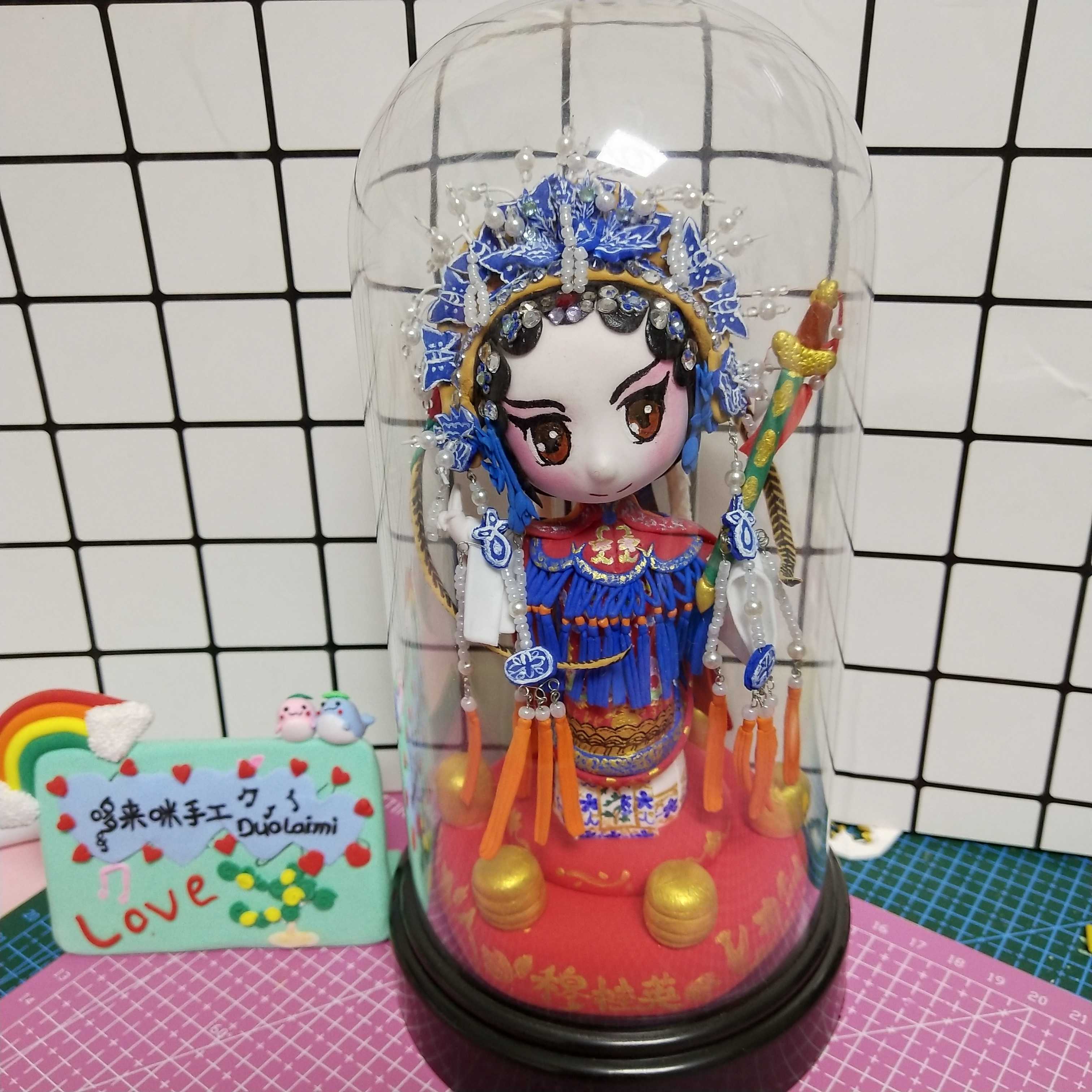 哆来咪/超轻粘土成品穆桂英/戏曲人物摆件/家居饰品/diy创意手工