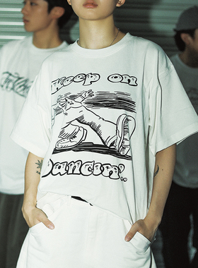 THE V BRAND国潮美式街头嘻哈街舞KOD主题宽松休闲男女短袖T恤