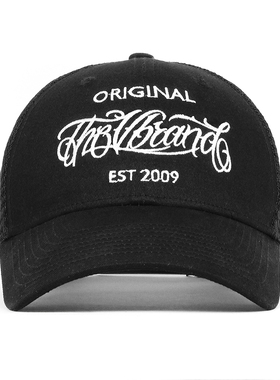 THE V BRAND美式街头国潮花体字LOGO设计可调节弯檐网帽棒球帽