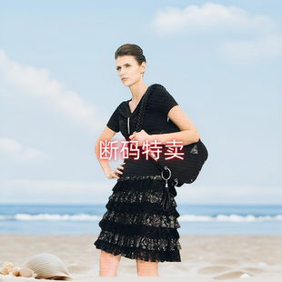 LEIHON李红国际黑色大码洋气显瘦妈妈蛋糕半身女短裙