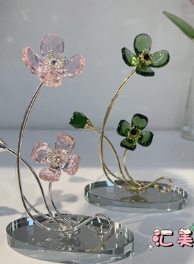 水晶四叶草创意桌面摆件家居装饰