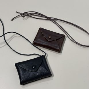 进口头层牛皮迷你挂脖卡包mini信封包口红包钥匙包 2025新款