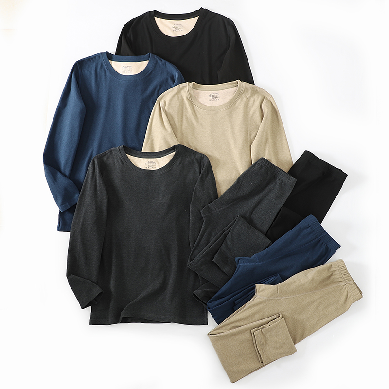 撤柜单长袖男士简约保暖内衣套装