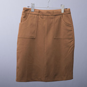 女装 孤品清货只有160 品牌尾货女士卡其色毛呢裙子秋冬季 半身裙厚