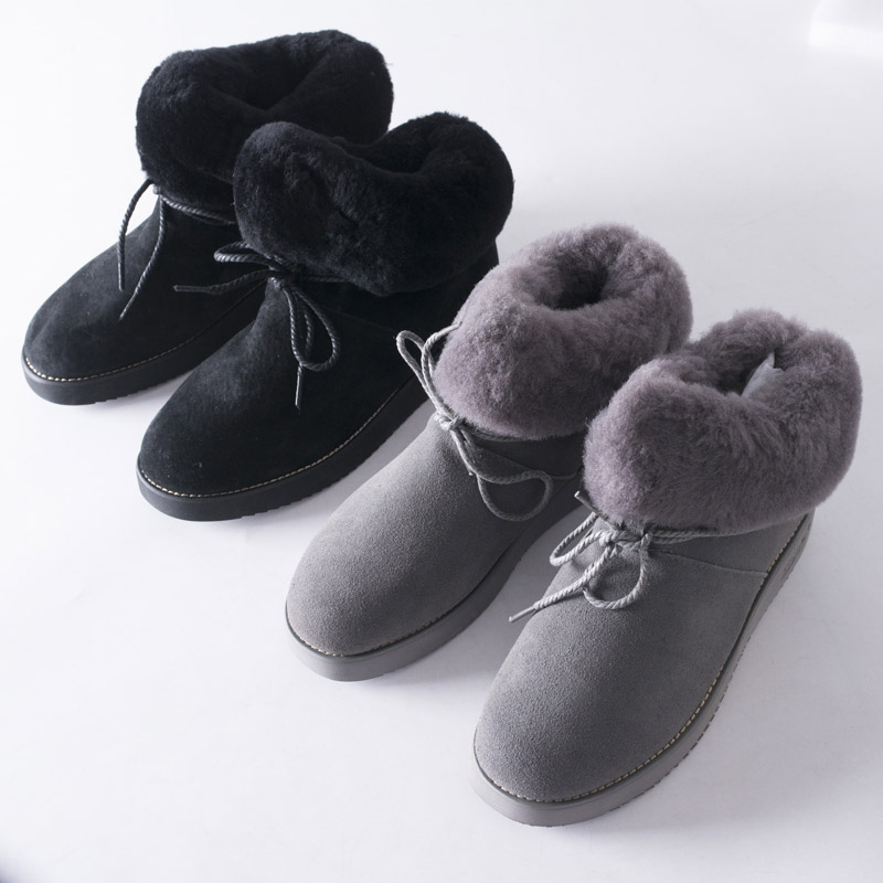 品牌尾货女士冬季保暖牛皮雪地靴