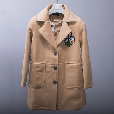 秋冬季女士修身卡其色毛呢大衣