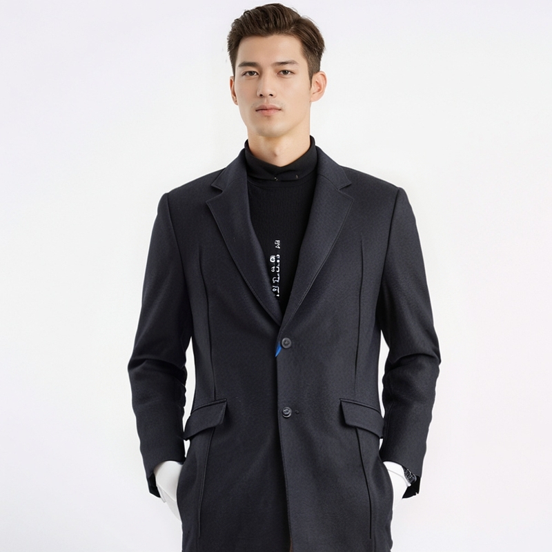 撤柜尾货男士黑色羊毛呢子大衣厚