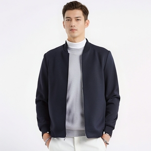 柜售499~豆撤柜尾货中年男士棒球领夹克衫爸爸装短款羊毛拉链外套
