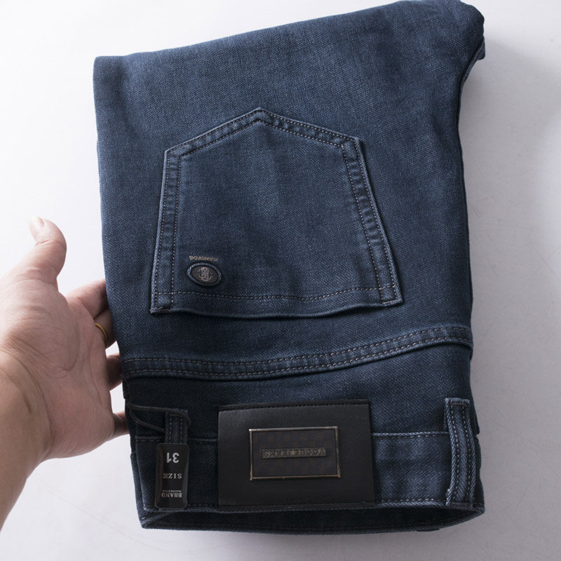 品牌尾货中青年基础百搭直筒蓝色牛仔裤中腰弹力长裤子春秋季男裤