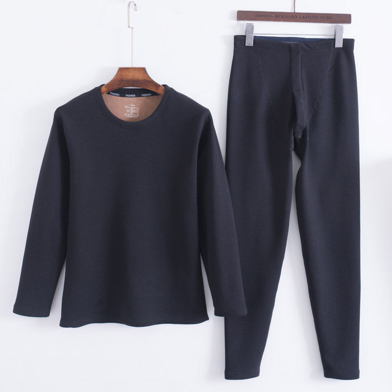 男秋衣秋裤纯色加绒加厚保暖内衣
