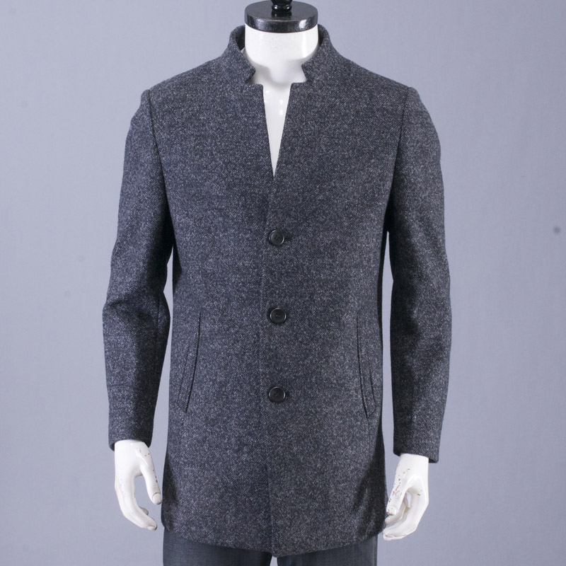 豆系撤柜中长款羊毛混纺毛呢大衣