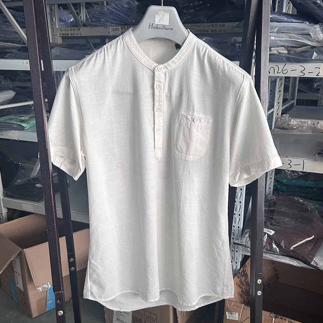 透气吸汗面料~一线品牌剪标男装圆领短袖衬衣中青年夏季薄款衬衫