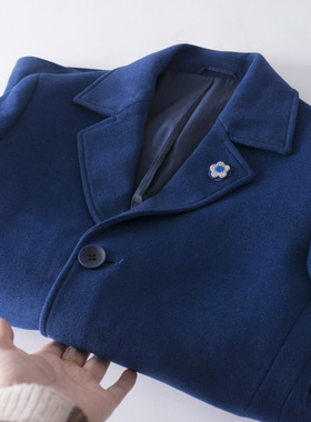 断码特价！买到赚到！hai系撤柜男士商务休闲宝蓝色羊毛呢大衣男